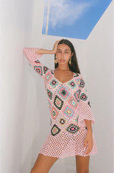 Spring Pink Crochet Dress